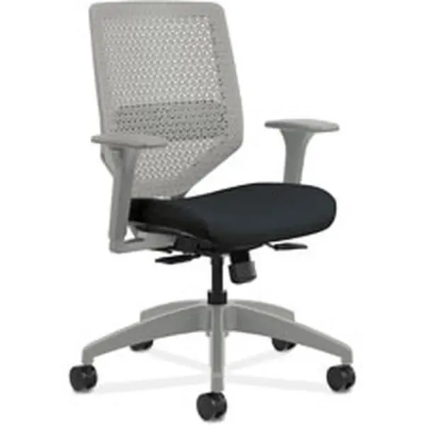 Hon HONSVR1AILC10TK Titanium Mid-Back Task Chair, Black, Adjustable, 18" to 23" Seat Height, 47 lbs, Supports Better Leg Circulation, Ideal for Commercial Office Collaborative Environments, Office Chair, Supportive Sitting, 360 Degree Rotation Chairs & St