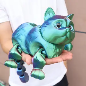 3D Printed Short Hair Cat Figurine, 36cm Rainbow Gradient, Moving Joints, Decorative Fidget Figurine, Perfect Home Decor, Birthday Gift, Christmas Present