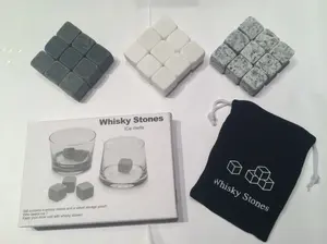 9 pc Gray White Whisky Stones Chilling Cooling Cold Wine Rocks Ice Cubes Pouch Whiskey Stone Drinkware Portable Sturdy and Durable Christmas Stocking stuffer Husband Gift Barware Groom Gift Traditional Reusable Washable Utensils Set