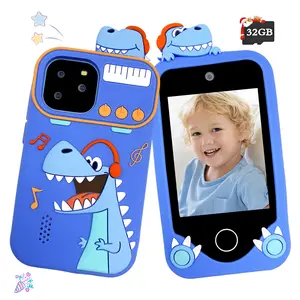 2025 New Dinosaur Music Kids Toy Phone, 2.8 Inch HD Touchscreen with 32GB Card, Dual Camera Selfie Phone with Fun Photo Stickers, Party Photo Keepsake, Perfect Holiday Gift for 3-12 Year Old Boys & Girls
