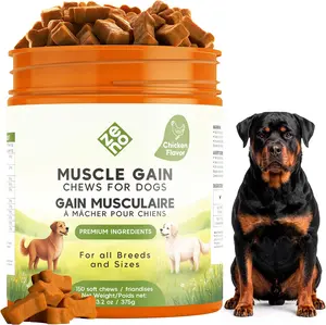 Dog Muscle Gain Chews High Protein Amino Acid Supplement for Weight Gain Muscle Growth Strength Support for Bully Breeds Puppies Adult Dogs Chicken Flavor Training Fitness Daily Nutrition