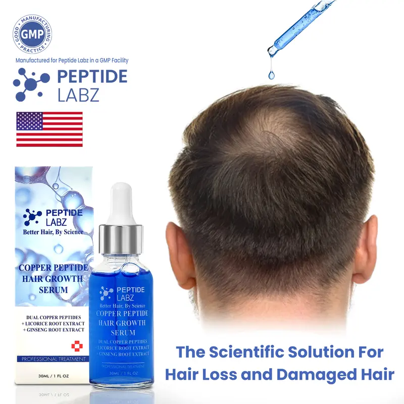 Copper Peptide Hair Growth Treatment Serum, GHK-Cu and AHK-Cu, Licorice Extract,1oz Haircare Comfort Hair Density Serum Scalp Treatment Serum