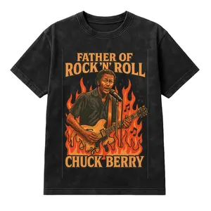 Women's Cotton Short-Sleeve Round Neck T-Shirt - Chuck Berry Rock 'n' Roll Graphic Casual Streetwear Top
