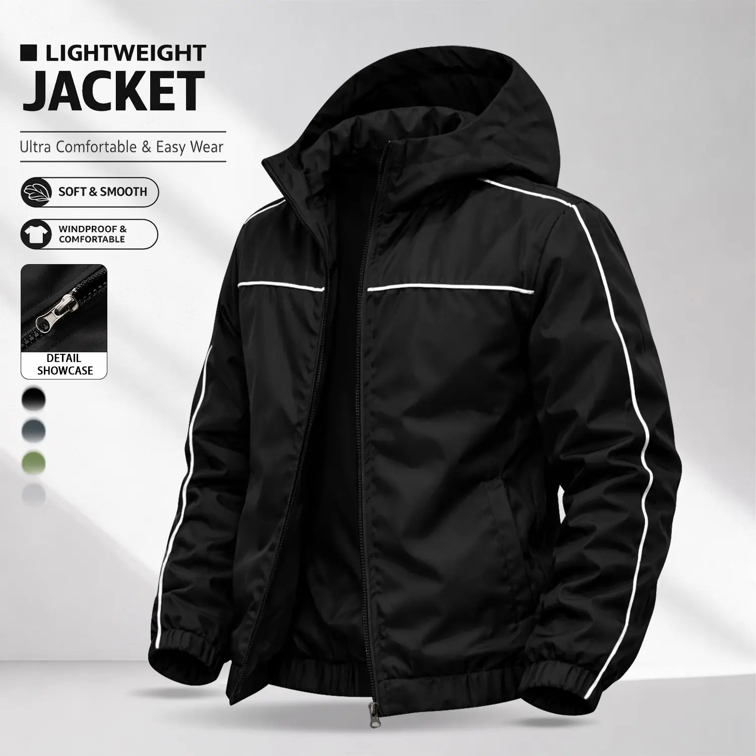Men’s full zip hoodie jacket Lightweight Windproof Durable Comfortable Fabric Striped Colorblock Design Streetwear Functional Style Casual Everyday Outdoor Sports Suitable
