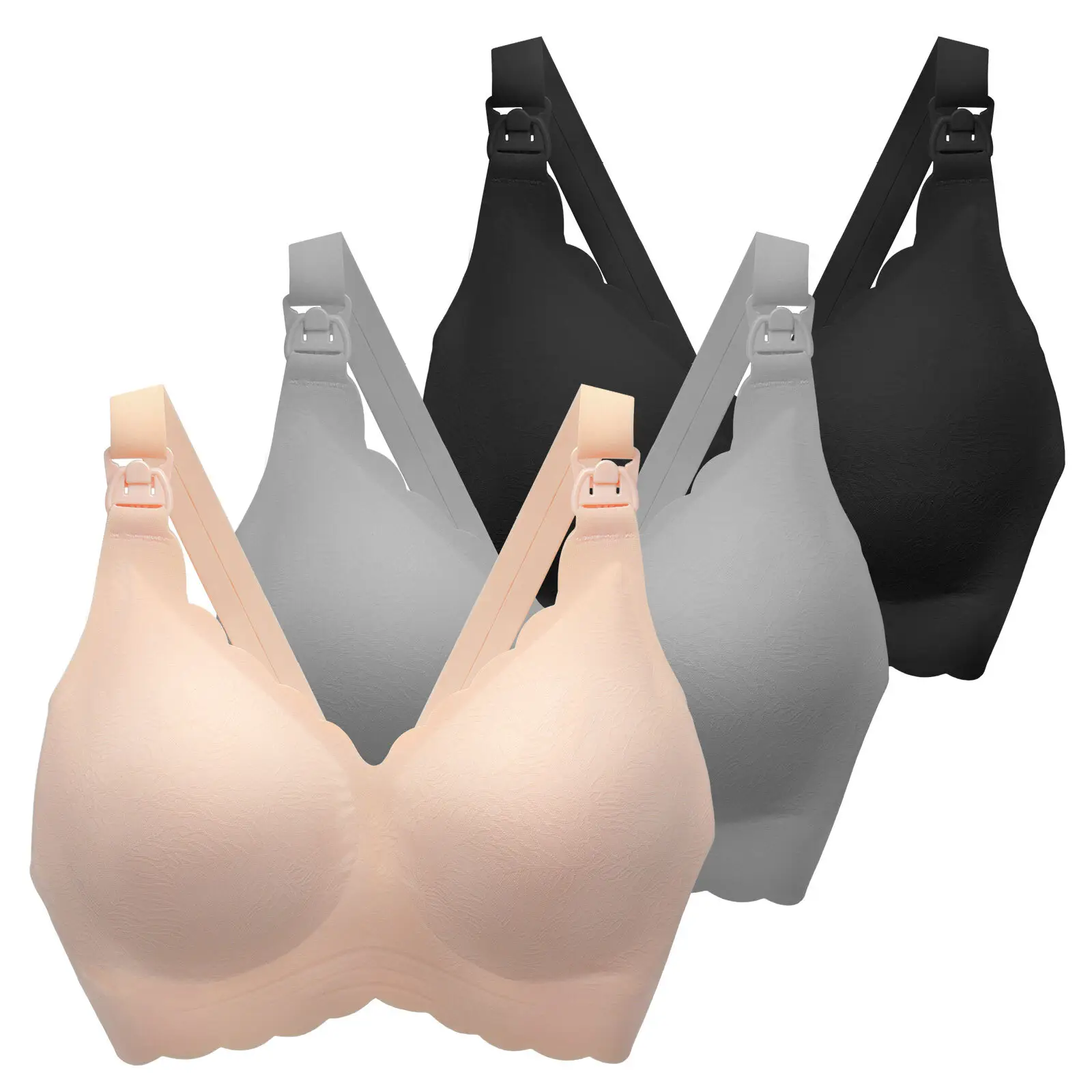 3 Packs Nursing Bras for Breastfeeding, Seamless Ultra Comfort Maternity Bra, Natural Shape Pregnancy Bras for Women Postpartum Mom Soft Breathable Un