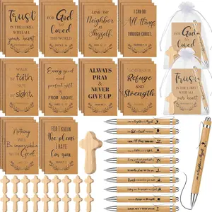 120 count/30 Sets Christian Gifts Bulk Scripture Notebooks Ballpoint Pens with Prayer Crosses for Church Appreciation Mothers Day Fathers Day Employee Coworker  Study (English)