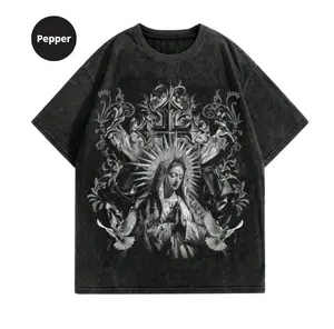 ROMWE Goth Vintage Washed Snowflake Print Loose T-Shirt, Hoodie, Sweatshirt S-3XL, Streetwear & Underwear  Crewneck Round Neck