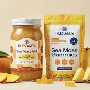 True Sea Moss Premium Bundle: Mango Pineapple Gel (1 Jar) + Sea Moss Gummies – Rich in Essential Minerals & Vitamins – supports overall vitality