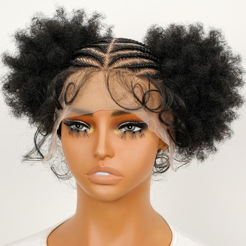 Supernova Pre-Styled Braided Wig Afro Ponytail Full Lace Braided Wig Synthetic Hair