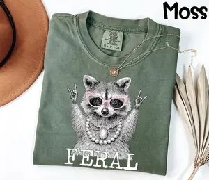 Comfort Colors Feral Raccoon Shirt, In My Feral Era T-Shirt, Funny Trash Panda Shirt, Chaos Mom Tee, Viral Meme Gift For Her