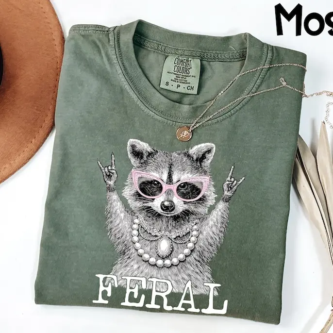 Comfort Colors Feral Raccoon Shirt, In My Feral Era T-Shirt, Funny Trash Panda Shirt, Chaos Mom Tee, Viral Meme Gift For Her