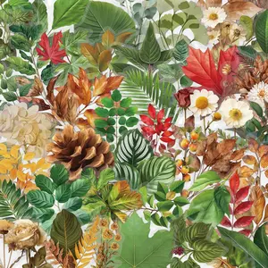Plant Pattern Sticker, 50pcs/set Creative Plant Decorative Sticker, DIY Decals for Water Bottle, Laptop, Phone Case, Scrapbooking, Journal Making