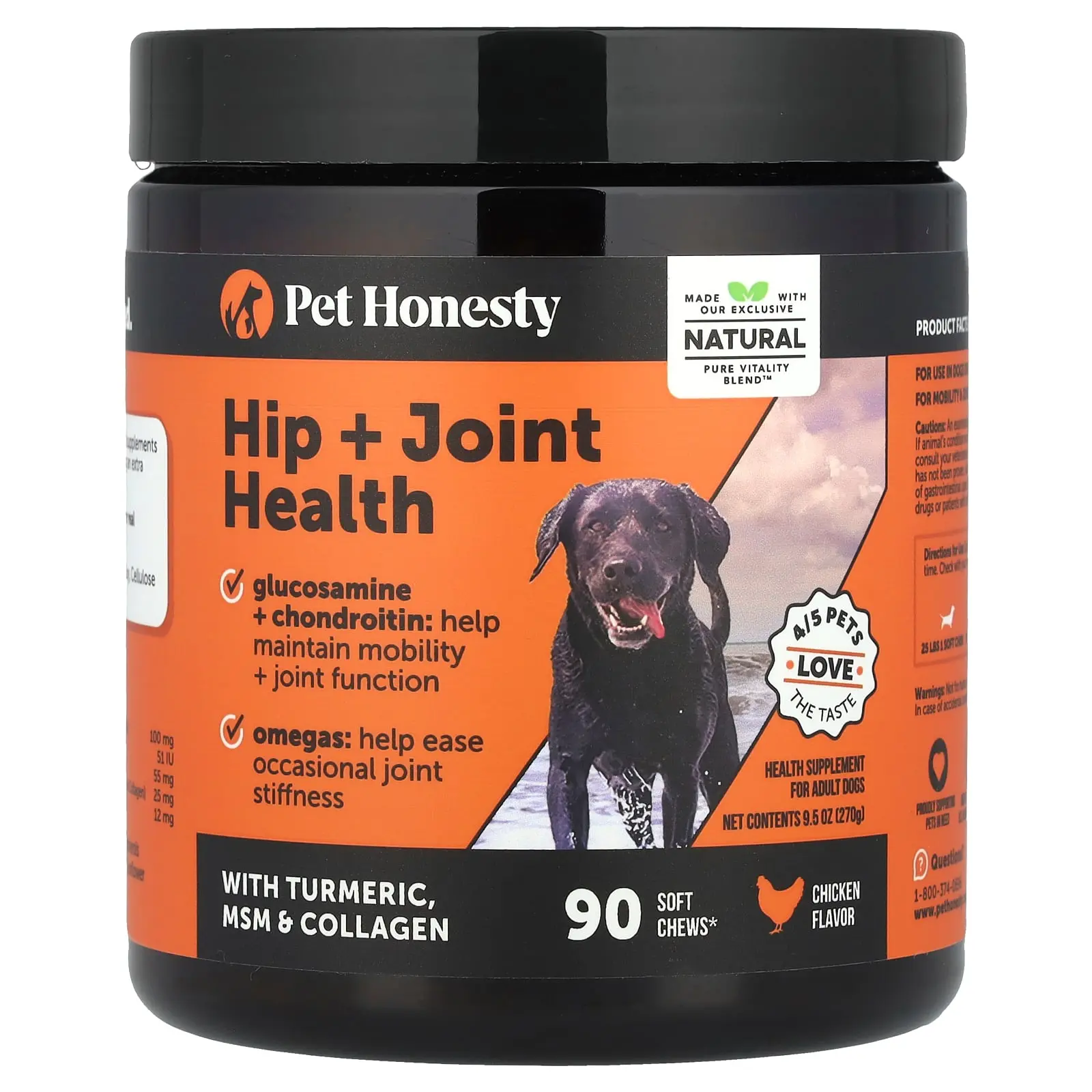 Pet Honesty Hip + Joint Health, For Adult Dogs, Chicken, 90 Soft Chews, 9.5 oz (270 g)