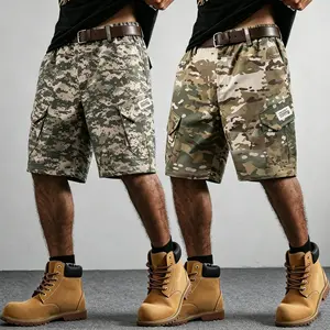 Men’s 2-Pack Digital Camouflage Tactical Cargo Shorts - Outdoor, Military-Inspired, Technical Men’s Shorts with Multiple Functional Pockets, Elastic Waistband, Breathable Durable Fabric for Summer Casual Hiking, Outdoor Men's Shorts
