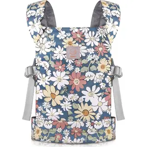 Baby Doll Carrier - Kids Toy with Adjustable Straps for Stuffed Animal Dolls - Gray - Smiling Daisies