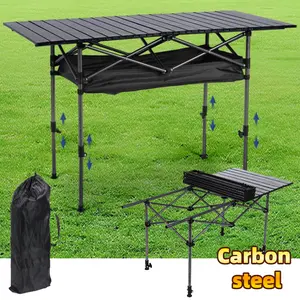 Camping Lifting Table with Carrying Bag Roll-Up Rectangular Table Large Capacity Ultralight Dinner Desk for Picnic Camping Trip Beach BBQ