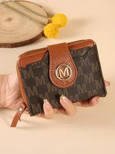 New Women's Short Wallet, Trifold Card Holder, Fashion Letter Print Zipper, M Element & Classic Monogram Design, Stylish and Functional Accessory