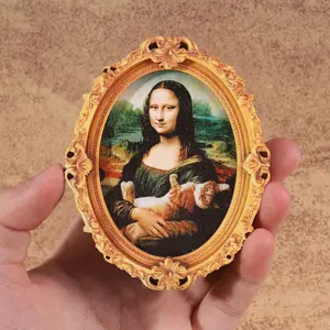 1PC Funny Mona Lisa Refrigerator Magnet, Refrigerator Decorating Magnet, Cute Cat Fridge Magnet, Mini Photo Frame Magnet, Fun Fridge Magnet, Nice Gift Idea