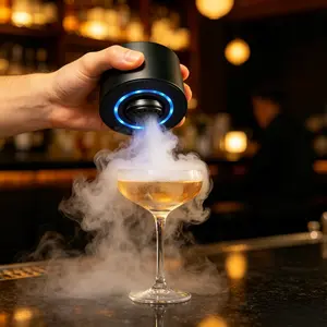 Pockfog Electric Whiskey Cocktail Smoker Kit with Built-in Rechargeable Lighter 6 Premium Wood Chips Portable Drink Smoke Infuser Stylish LED Lighting Holder Perfect Father's Day Gift for Bourbon Whiskey Lovers - Utensils, Kitchen, Wooden