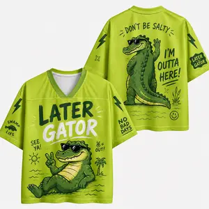 [MADE IN US] Later Gator Jersey Shirt, Funny Alligator See Ya Graphic, Bright Green Vacation Sports Top