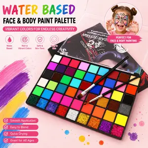 54-Color Water-Soluble Body Paint Set, Kids Face and Body Coloring Kit, Perfect for Halloween and Christmas Makeup, Fun Holiday Gift Set