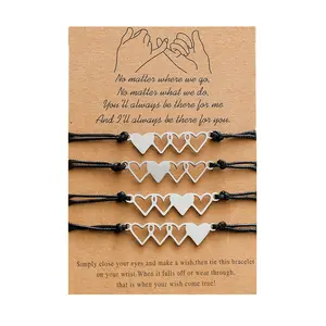 4 PCS Heart-shaped Matching Bracelets for Best Friend Family Women Mens