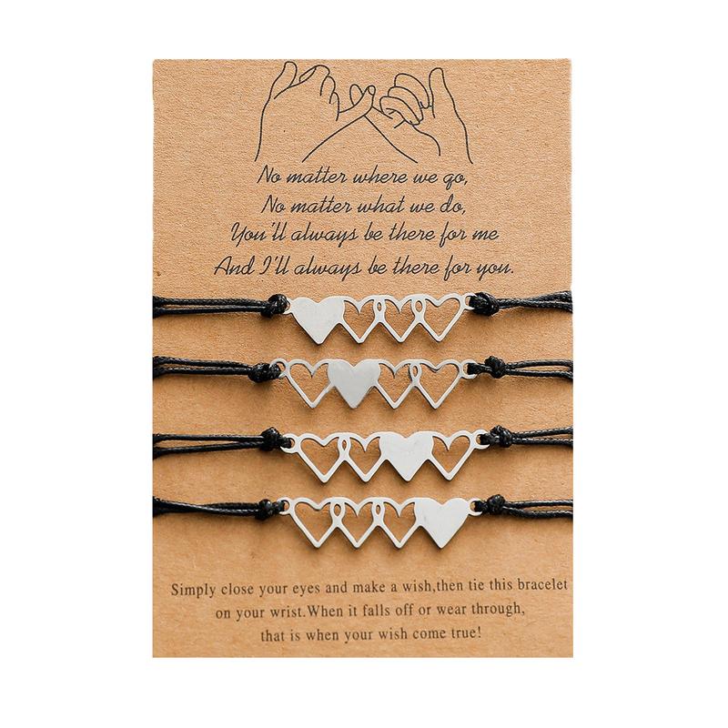 4 PCS Heart-shaped Matching Bracelets for Best Friend Family Women Mens