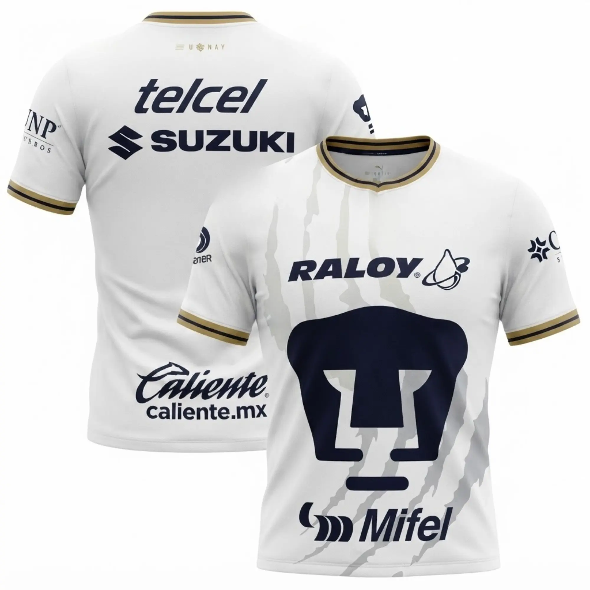 White Pumas UNAM Away Soccer Shirt 26-27, Mexico Game Day Sports Top, Quick-Dry Short Sleeve Soccer Jersey for Liga MX Fan, Full Size S-5XL
