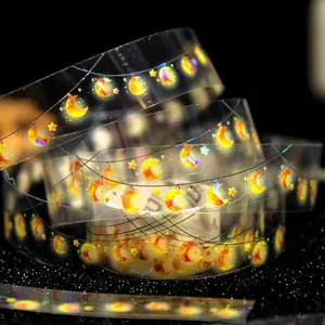 Starry Sky Reflection Series Washi Tape, 10 Rolls Waterproof PET Light Themed Tape, Decorative Tape for Scrapbooking, Journaling, Gift Wrapping