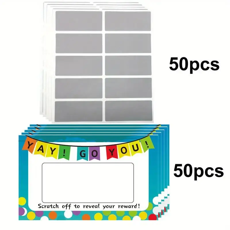 50 Scratch-Off Tickets with Stickers, Crafts, Make Your Own Custom Scratch Cards for Parties and Events, Fun Raffle Game Supplies
