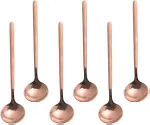 6 PCS Coffee Spoons, 18/8 Stainless Steel Espresso Spoons, 5.2 Inches Vogue Mini Tea Spoon, Cappuccino Stirring Small Spoon for Dessert, Ice Cream, Frosted Handle, Sweejar(Rose gold)