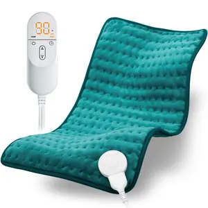 Electric Heating Pad for Cramps Pain Relief with 6 Heat Settings, 4 Timer Auto-off, 12" x 24", Gifts for Back/Shoulder/Abdomen, Moist/Dry Option