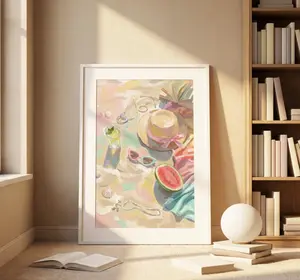 Summer Beach Art Print Impressionist Still Life Poster