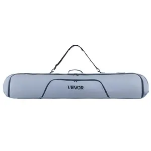 VEVOR Snowboard Bag,  Up to 65 in/165 cm, Padded Skis & Snowboards Bag for Air Travel, 600D Waterproof Oxford Fabric, with Adjustable Inner Straps, for Skis Poles Goggles Gloves Helmet Boots (Gray)