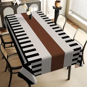 1Pc modern brown black and white, vertical rectangular dining table cloth, family kitchen living room dining table cloth, party tablecloth, kitchen accessories, room & outdoor decoration tablecloth, friends housewarming fashion tablecloth
