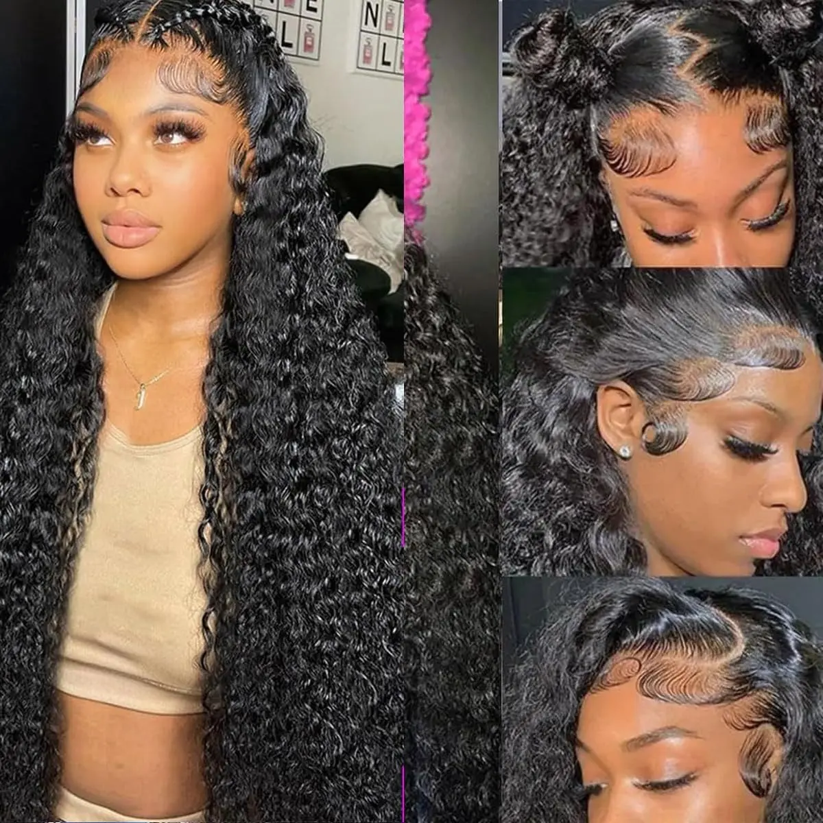 13x4 Human Hair HD Transparent Lace Front Wig 180 Density Body Wave /Deep Wave/Straight Wig Pre-plucked Hairline 26 inches