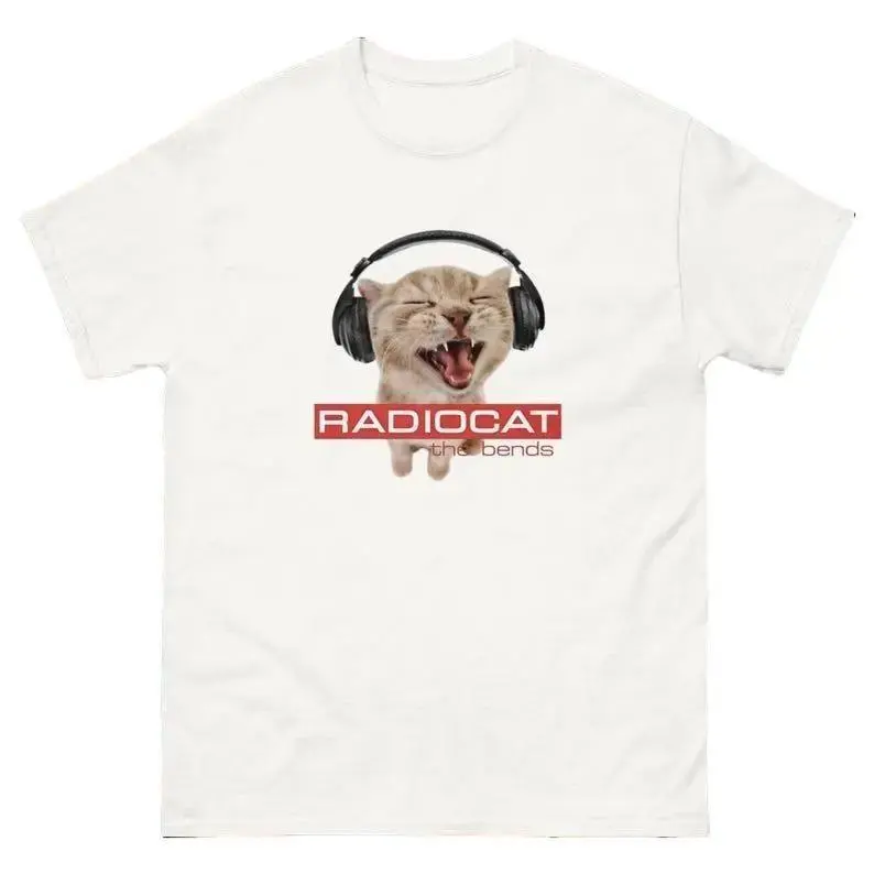 RADIOCAT T-Shirt, Menswear Unisex, Cotton Round Neck Shortsleeve, Vintage "The Bends" Funny Streetwear Casual