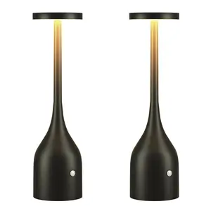 2 Pack Charging Table  Cordless Charging 5000mah Battery, Three Color Temperature 3000k/4000k/5000k Portable Led Table , Suitable For Outdoor Terrace/Home Restaurant Table Lighting Black modern lamps