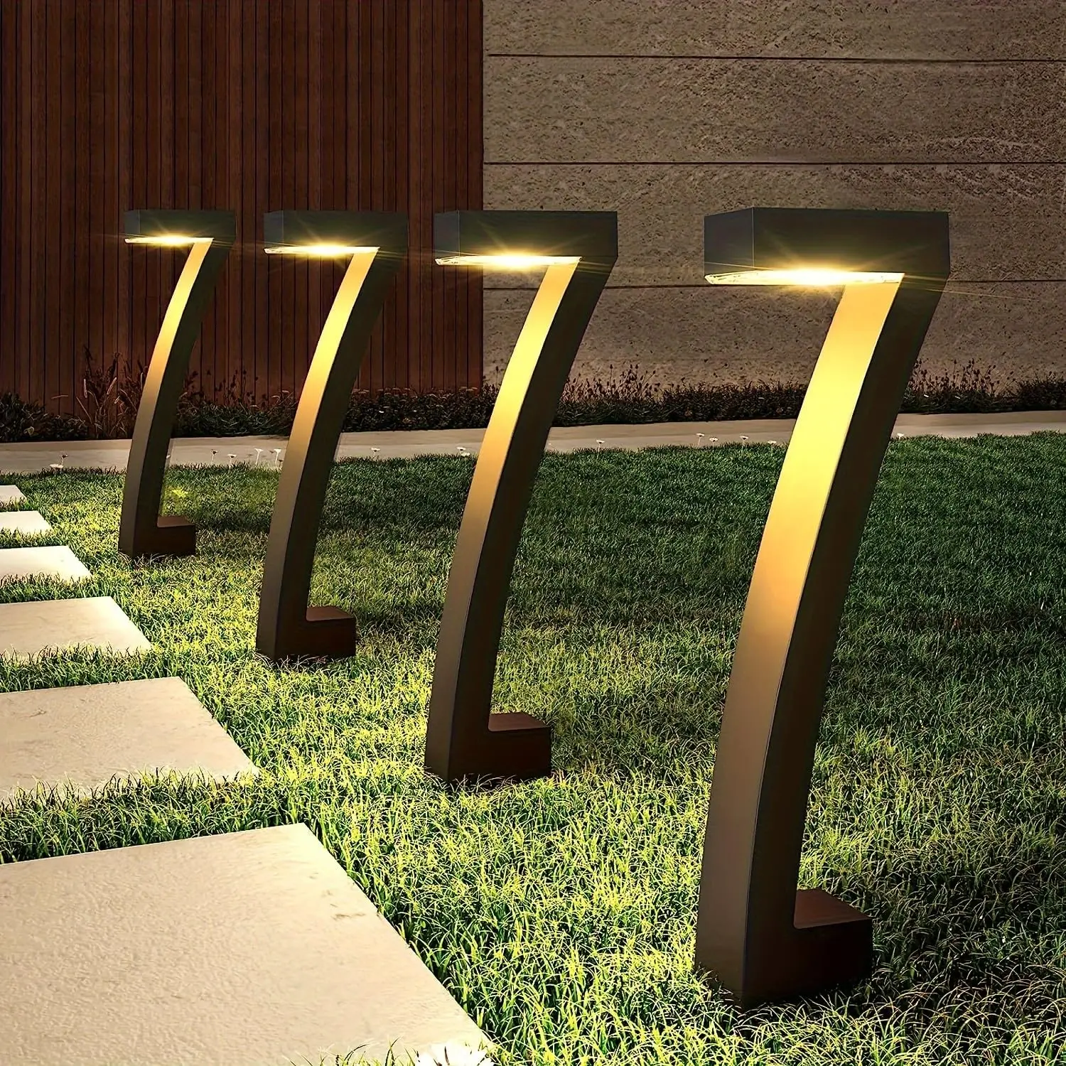 Outdoor Solar Garden Pathway Lights Set, Bright Solar Lamps for Yard Landscape Walkways, 12-Hour Auto On-Off Function, 4/6/8 Pack