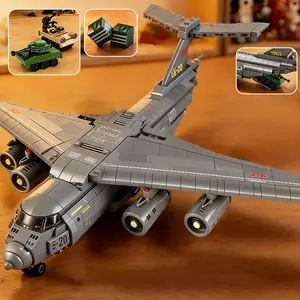1486pcs Large Transport Plane Building Blocks, Y-20 Airplane Model Display Piece, High Difficulty Adult Assembly Toy, Stackable Block Toys, Building Block Sets