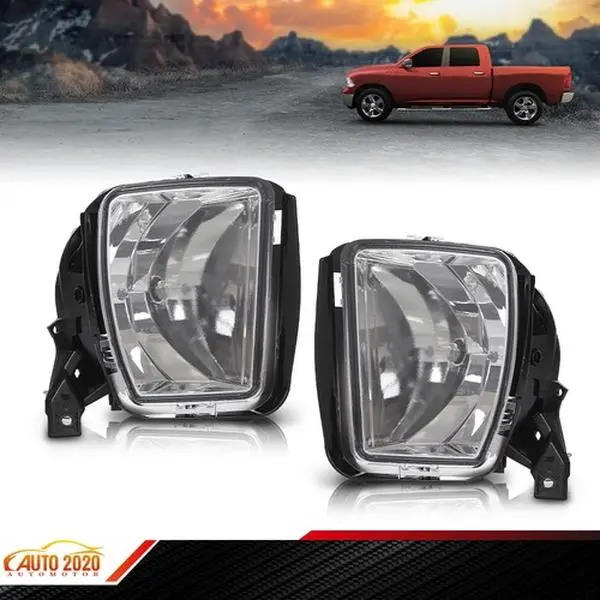 2013-2018 Dodge Ram 1500 Truck Clear Fog Lights Replacement Pair Front Bumper Lamps