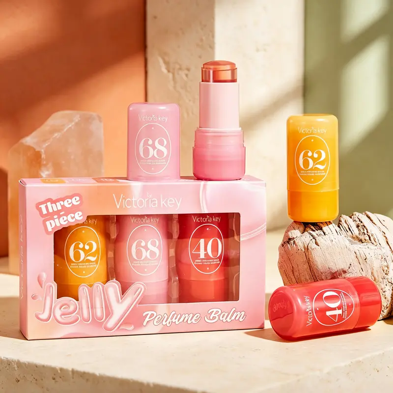 3-Pack Jelly-Like Deodorant Perfume Fragrance Balm - 3 Different Scents, Non-Greasy Transparent Stick, Lightweight Portable Body Care Cosmetic, Smooth Application, Fresh Youth Vibe, Ideal for Underarm & Hands for Commute
