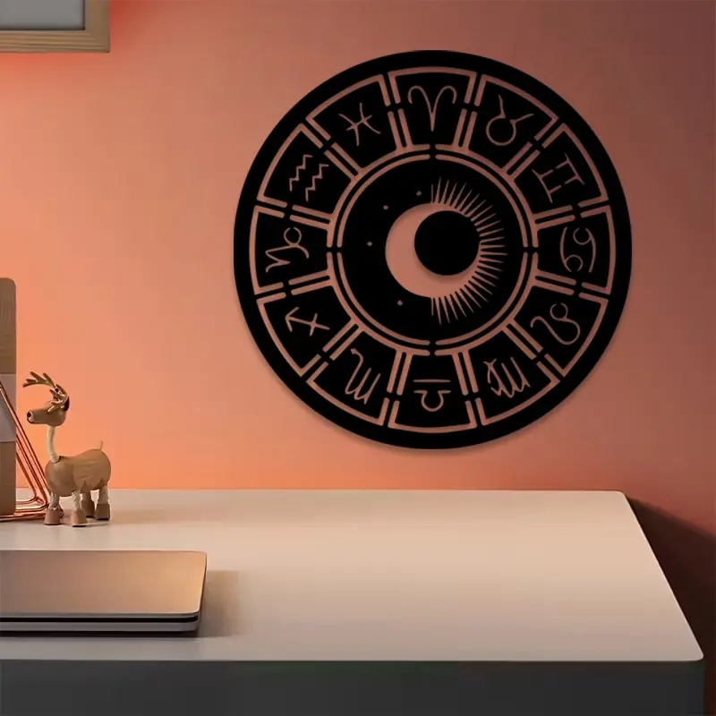 1pc Vintage Astrology Zodiac Metal Wall Art, Vintage Astrology Zodiac Statue Mural, Perfect for Living Room, Bedroom, Room Decor, Christmas, Birthday party Decor, Ideal Gift for Aries Fans christmas decorations