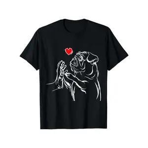 Pug Love Dog Holder Mummy T-Shirt for Men & Women - Cute Pug Hugger 100% Cotton Crew Neck Casual Tee Medium Stretch Knit Fabric All-Season Comfort Gift for Boyfriend Girlfriend Husband Wife - Funny Pet Lover Apparel