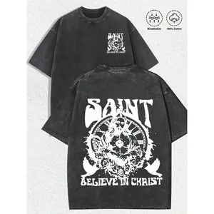 Washed T-shirt Saint Vintage Washed T-Shirt |   Christian Faith Graphic Tee