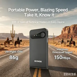 ECOVOX 4G LTE WiFi Mobile Hotspot 2026, No SIM Card Required No Contract, 9 Connected Devices, Multiple Networks, Portable Internet for Campers, Motorhomes and Travels, Free 1GB Local Data