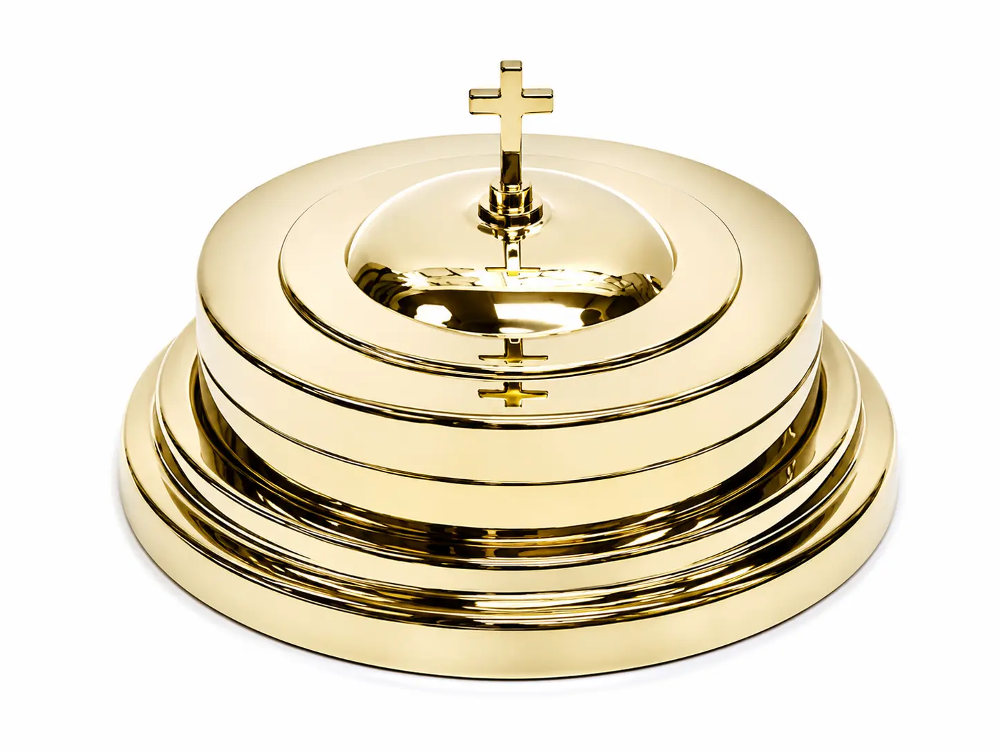 The Miracle Meal 3-Piece 10-Cup Capacity 304-Grade Stainless Steel Communion Tray Set - Classic Mirror Polish, Lightweight Personal Serving Plates, Lid, Base Insert Included, Portable for Church Communion Use