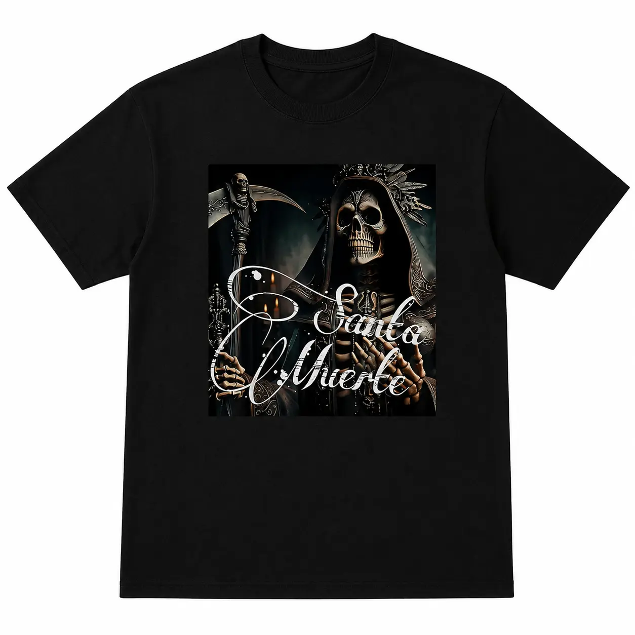 Conjunto deportivo informal con esqueleto gótico de la Santa Muerte para hombre, camisa de manga corta + pantalones cortos 2026 Sudadera gruesa de punto de invierno, informal, negra, para hombre para clima frío, puños y dobladillo acanalados, corte holgad