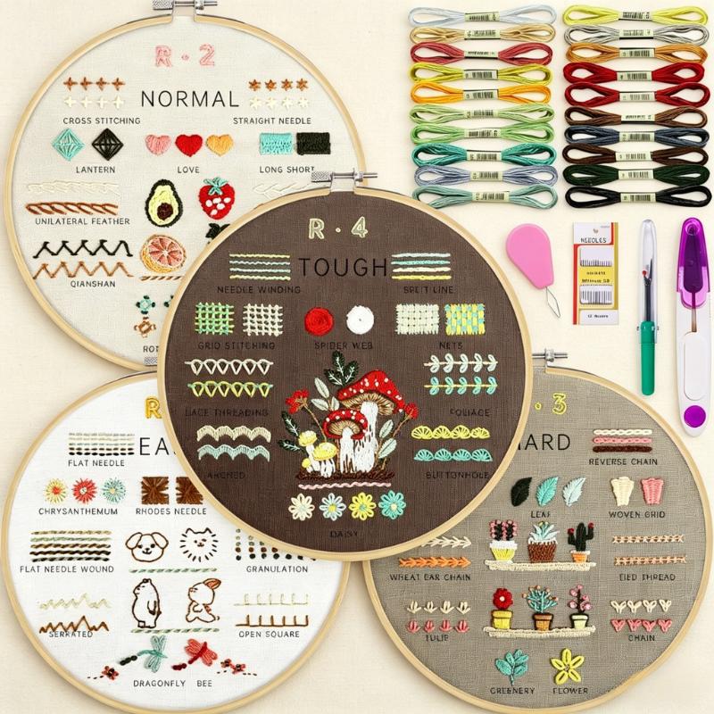 Beginner Embroidery Kit for Adults | 3 Pack DIY Craft Set with Hoop & Tools Top Selling Beginner Embroidery Kit for Adults | 3 Pack DIY Craft Set with Hoop & Tools Top Selling