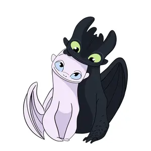 Toothless and Light Fury Hugging Sticker, Romantic Chibi Dragon Couple Vinyl Decal, Used To Stick on Laptops, Cars, Gifts for Friends, Dragon Lovers, The Warmth of Dragon Love